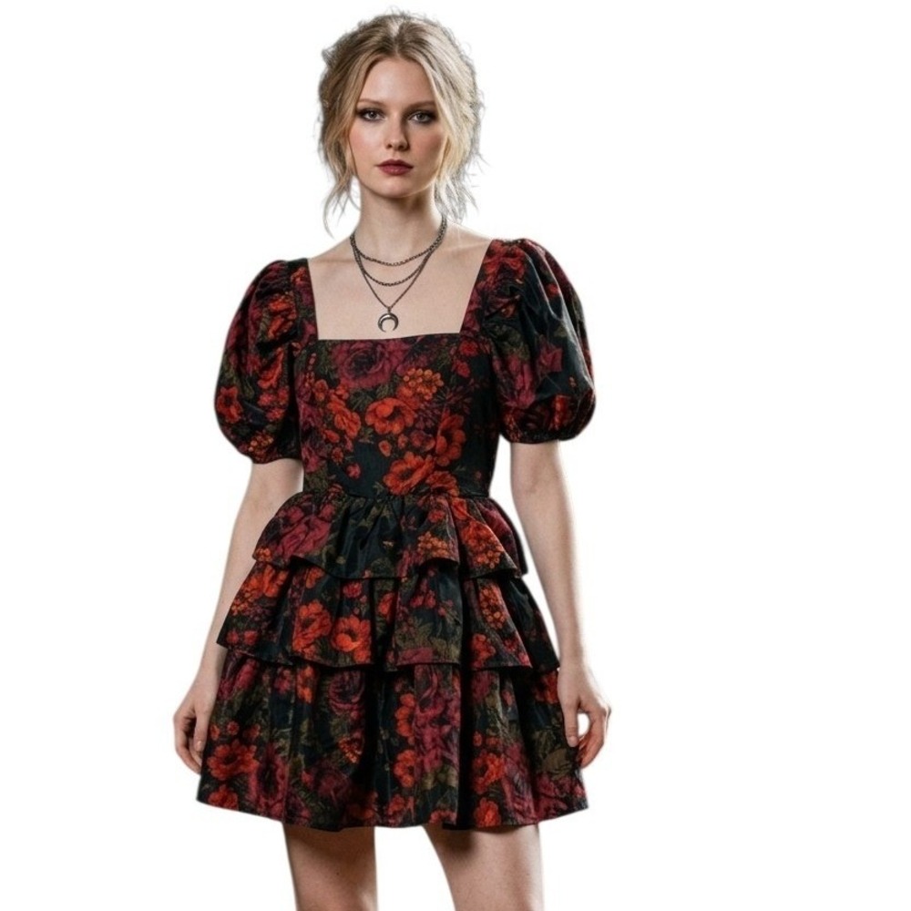 Buddy Love Whimsigoth Fairygrunge Dark Romantic Jessa Tiered Babydoll Mini Dress